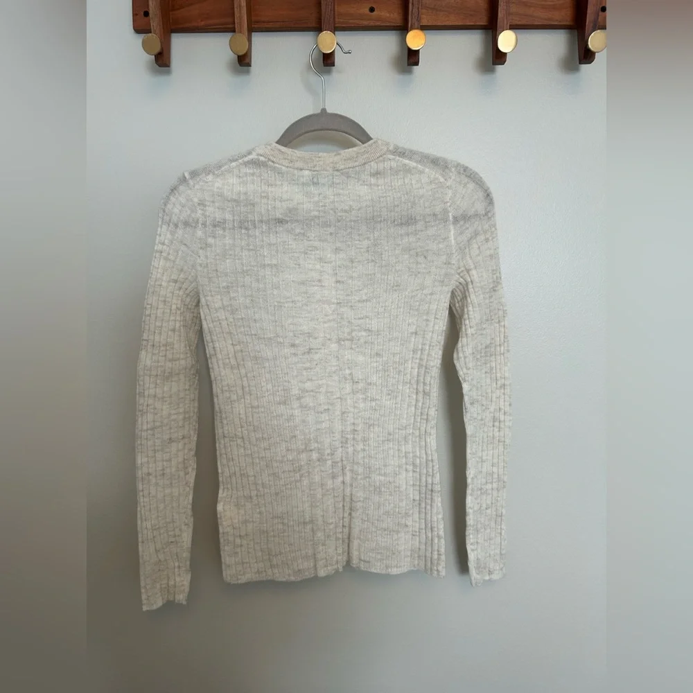 Madewell Ribbed Long Sleeve Henley in Cream - Picture 3 of 4
